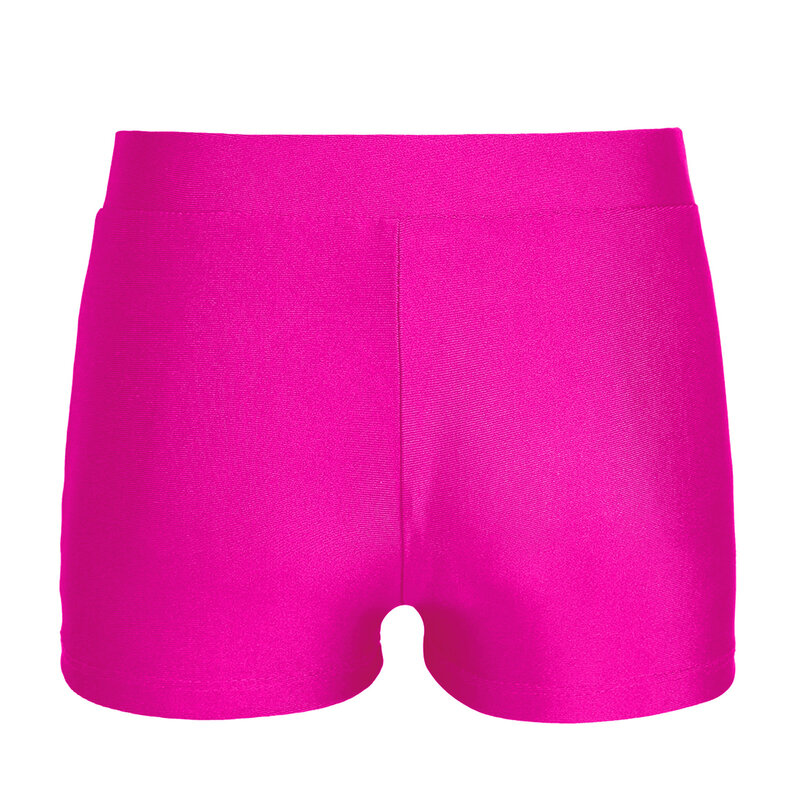 Celana Pendek Pinggang Depan V Elastis untuk Anak Perempuan Celana Warna Solid Sejuk untuk Latihan Senam Olahraga Tari Kebugaran