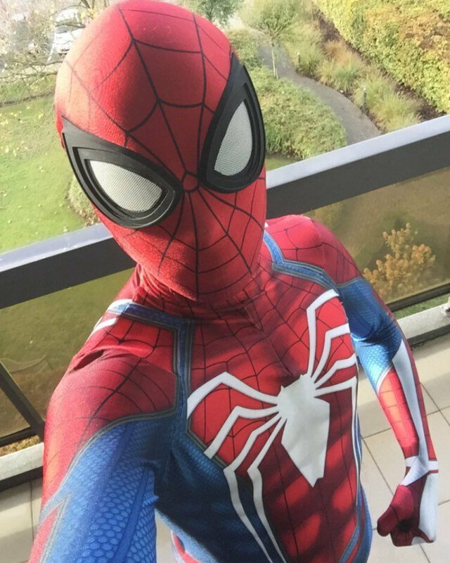 Spiel PS4 Spiderman Cosplay Kostüm Superheld Zentai Anzug Halloween Kostüme Ganzkörper Overall für Kinder/Erwachsene/Männer