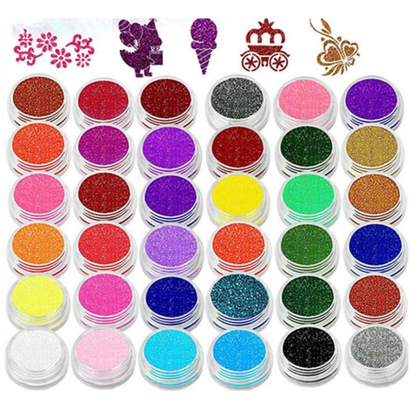 Halloween Glitter Colors Tattoo Kit With Stencil Glue Brush Makeup Glitter Body Art Design For Kids Body Painting Glitter Powder