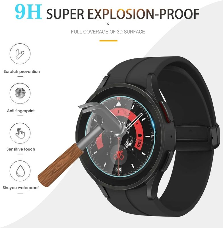 3-12Pcs Tempered Glass Film For Samsung Galaxy Watch 5 Pro 45mm Clear Screen Protector Film for Galaxy Watch 5 44mm 40mm