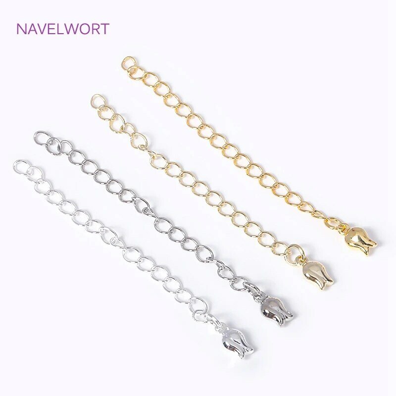18K Gold Plated With Tag Extension Chain Brass Metal Extension Chains Connectors DIY Necklace Bracelet Jewelry Making Supplies