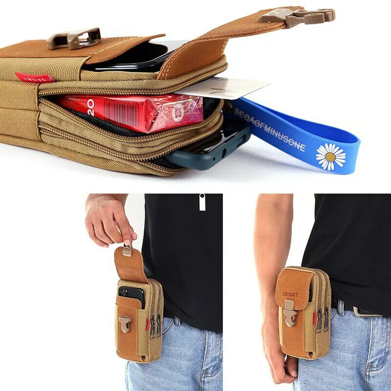 Men Multi-function Waist Bag Casual Mobile Phone Purse Pocket Outdoor Sports Tactical Pouch Belt Waist Pack Bag Running Pouch