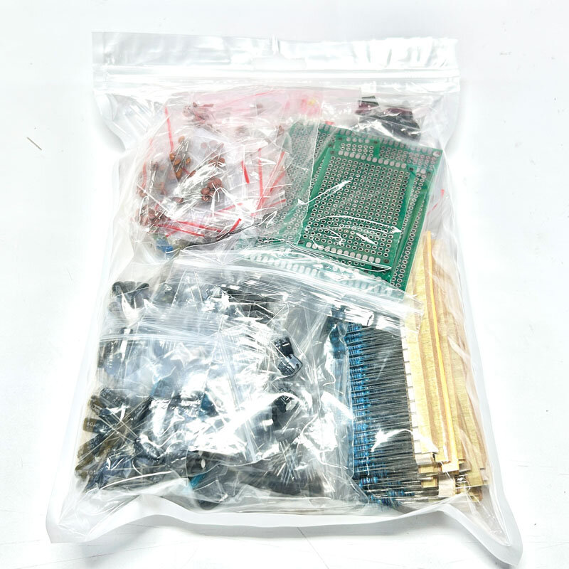 1818 pz Kit di componenti elettronici fai da te assortimento resistori potenziometro DIP-IC LED triodo condensatori diodi PCB Bag/Box