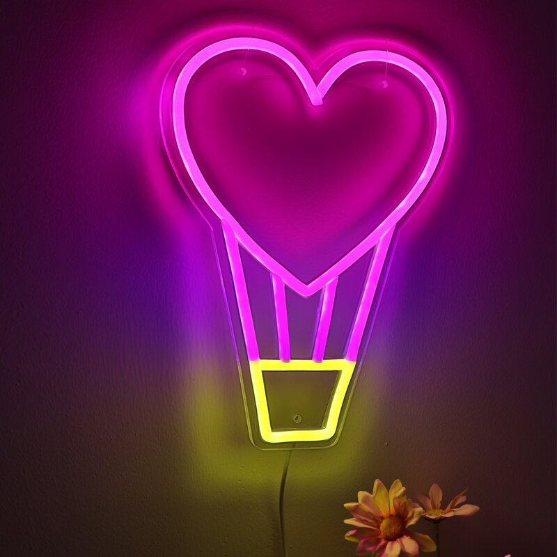 1PC Heart Air Balloon LED Wall Neon Sign per Pub Club Party Event Decoration 8.23 ''* 11.02''