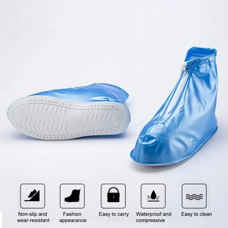 1 Pair Useful Women Shoe Covers  Zipper Closure PVC Rain Boot Covers  Overshoes Rain Shoe Protectors Boot Covers