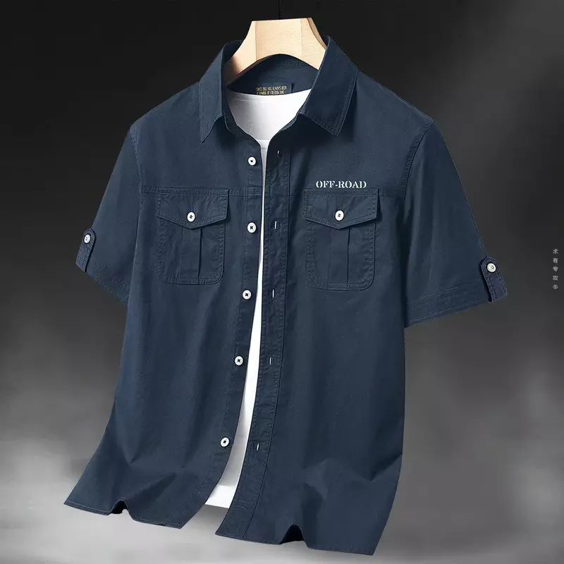 Camisa leve e respirável de manga curta, top de lapela de alpinismo e campismo, camiseta masculina ao ar livre, nova verão, 2024