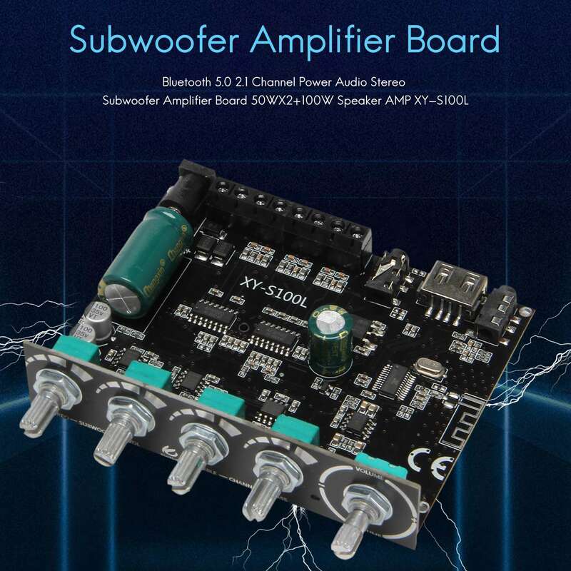 Papan Amplifier Subwoofer Stereo Audio daya, saluran 5.0 Bluetooth 2.1 50W X 2 + 100W Speaker AMP XY-S100L
