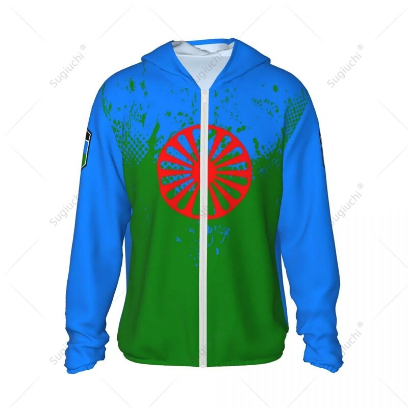 Roma Romani Gypsy Flag Sun Protection Hoodie Sunscreen Clothes Fishing Cycling Running Quick Dry With Zipper Polyester