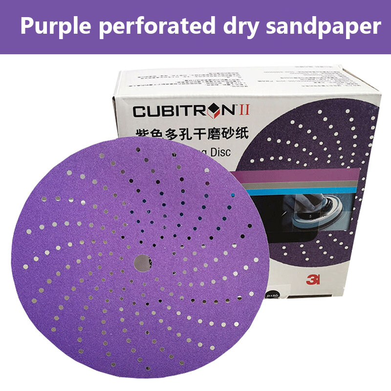 Cubitron™ II Purple Cyclone Sandpaper 6 "150mm Dry AbrasivePaper Auto Hardware Woodware Grinding Round Flocking Abrasive