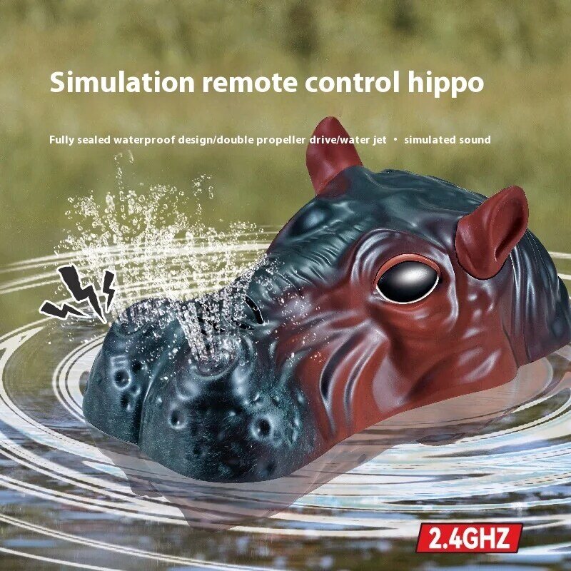 Hippopotame télécommandé pour enfants, double hélice, simulation de jet d'eau, animal, bateau télécommandé, jouets électriques Rc