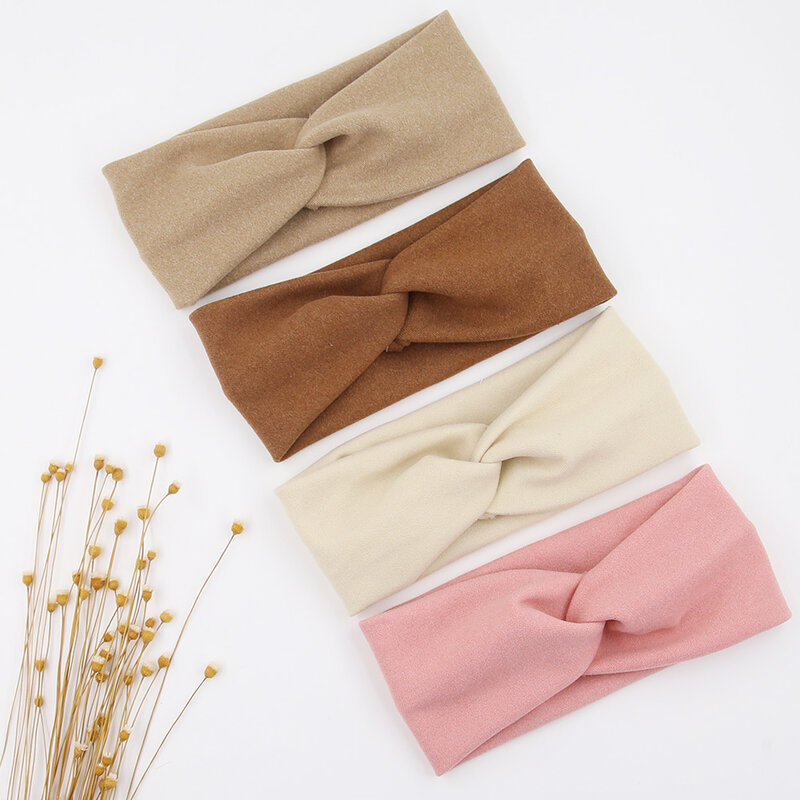 Solid Ribbed Baby Headbands Knotted Hair Tied Hairbands Faux Cashmere Wide Headwear Headwraps Kids Boys Girls Hair Accessories