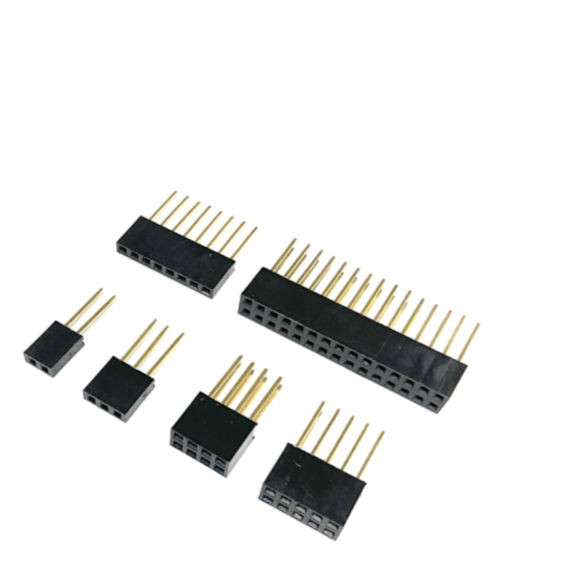 Única e dupla linha fêmea pinos longos, PCB Board Pin Header, conector de soquete para Arduino, 2 ~ 20Pin, 2.54mm, 11mm, 10Pcs