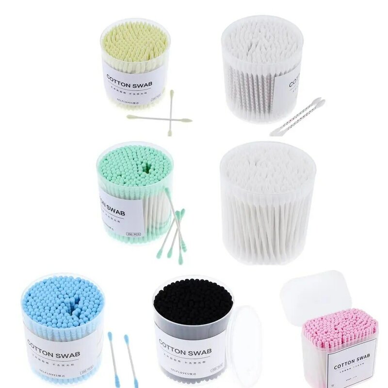 200 Pieces Tight Double Head Buds Makeup Remover Cotton Swab Ear Cleaning Tools Wooden Handle Double