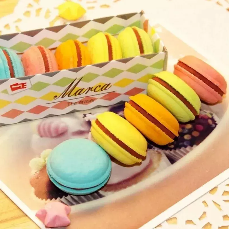 5Pcs Colorful Kawaii Macaron Rubber Creative Correction Erasers Girls Gift School Office Writing Supplies Cute Stationery