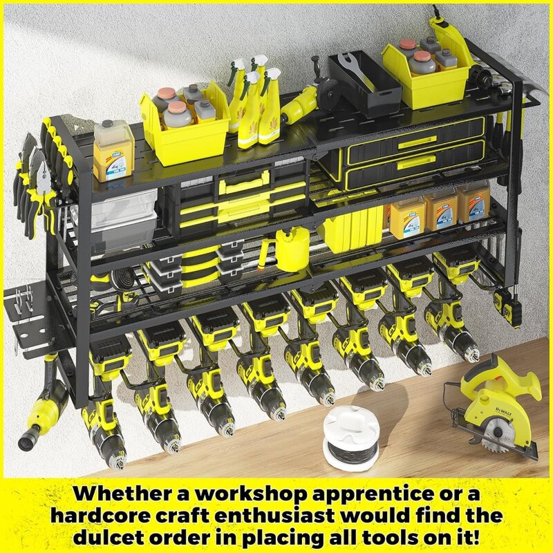 Organizador de herramientas eléctricas, soporte de pared para 8 taladros, estante de almacenamiento para organización de garaje, herramienta de Metal resistente
