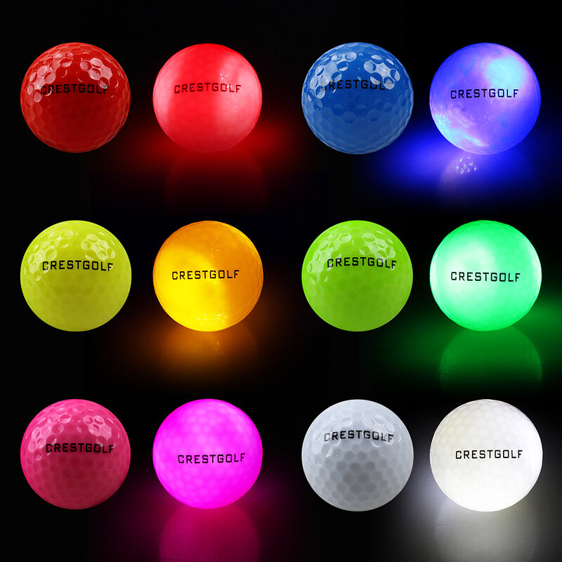 Bolas de golfe de LED luminoso, brilho no escuro, acender bolas, prática noturna, presente para golfistas, 4 luzes embutidas, 6 peças