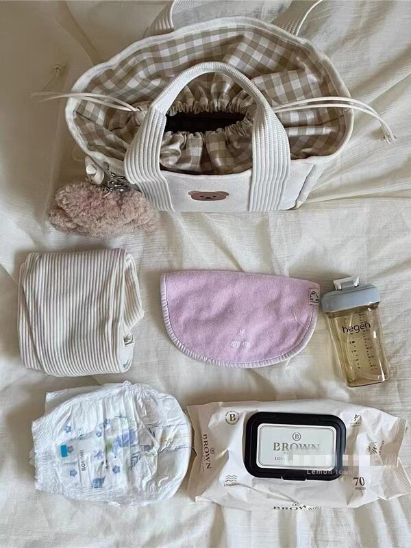 한국 퀼트 곰 엄마 가방, 아기 기저귀 출산 가방, 기저귀 출산 팩, 세면 용품, 노동 수하물 가방, 엄마 여행 토트
