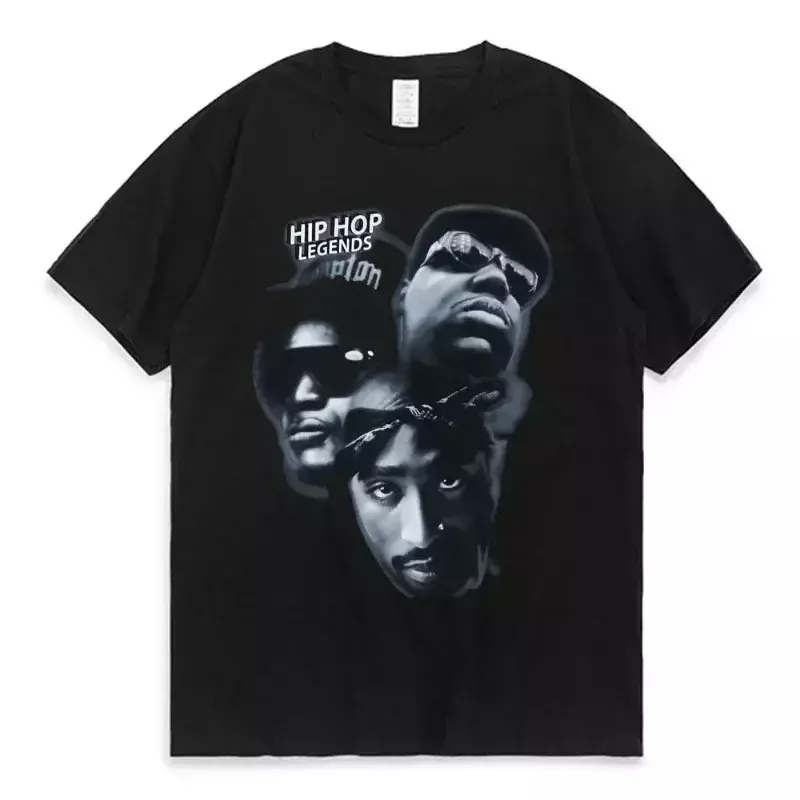 Rared Tupac-T-shirt manches courtes pour homme et femme, en coton, à la mode, hip hop, streetwear, été 2024