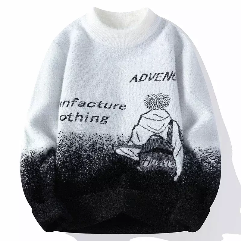 2023 Autumn/Winter New Half High Neck Sweater Men's Thickened Pullover Trendy Men's Knit Top