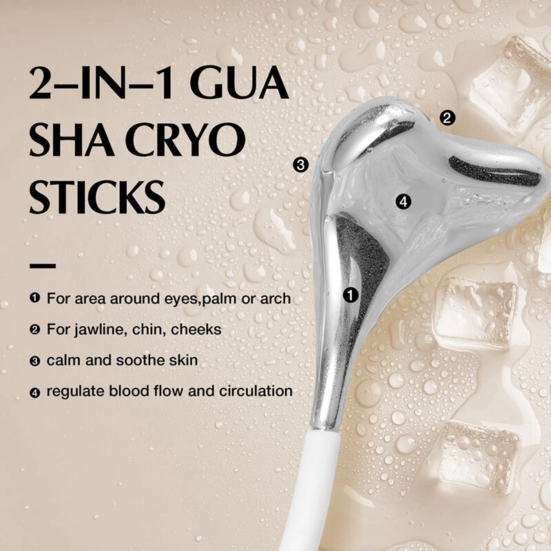 2-In-1 Gua Sha Sticks, Facial Skin Care Tools For Women Face And Eyes Massage, Stainless Steel Esthetician Supplies Easy Install
