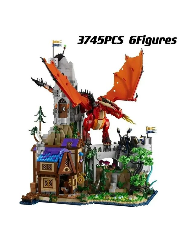 Red Dragon Building Blocks Set para meninos, modelo de montagem, brinquedos de arquitetura, tijolos, novo no estoque, 21348 Mode, 2024