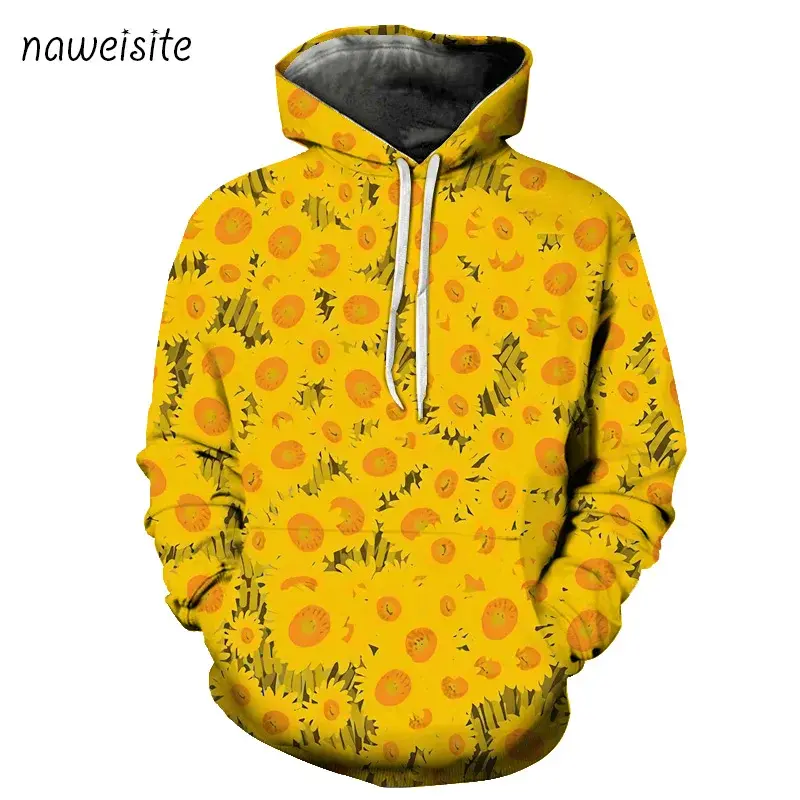 2022 Mode 3d Ölgemälde van Gogh Hoodie drucken Mandel Blume heißen Verkauf Pullover Hip Hop Retro Hoodie Männer lustige Streetwear