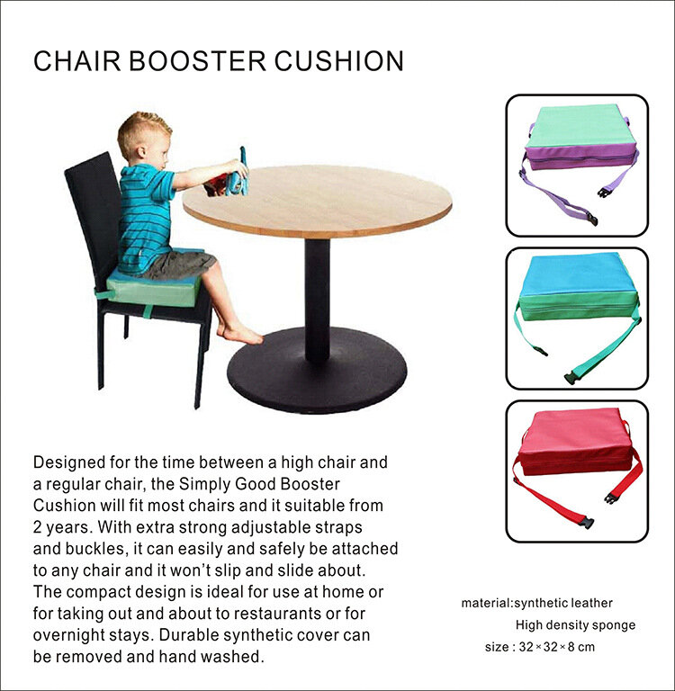 Almohadilla de silla aumentada para niños, cojín de comedor suave para bebés, cojín de refuerzo para silla extraíble ajustable, almohadilla para silla de cochecito