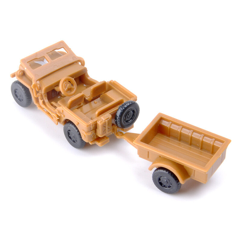 Model perakitan Jeep WILLYS 4D 1/72 GP, plastik mudah dirakit mobil mainan militer Hadiah untuk anak laki-laki A23