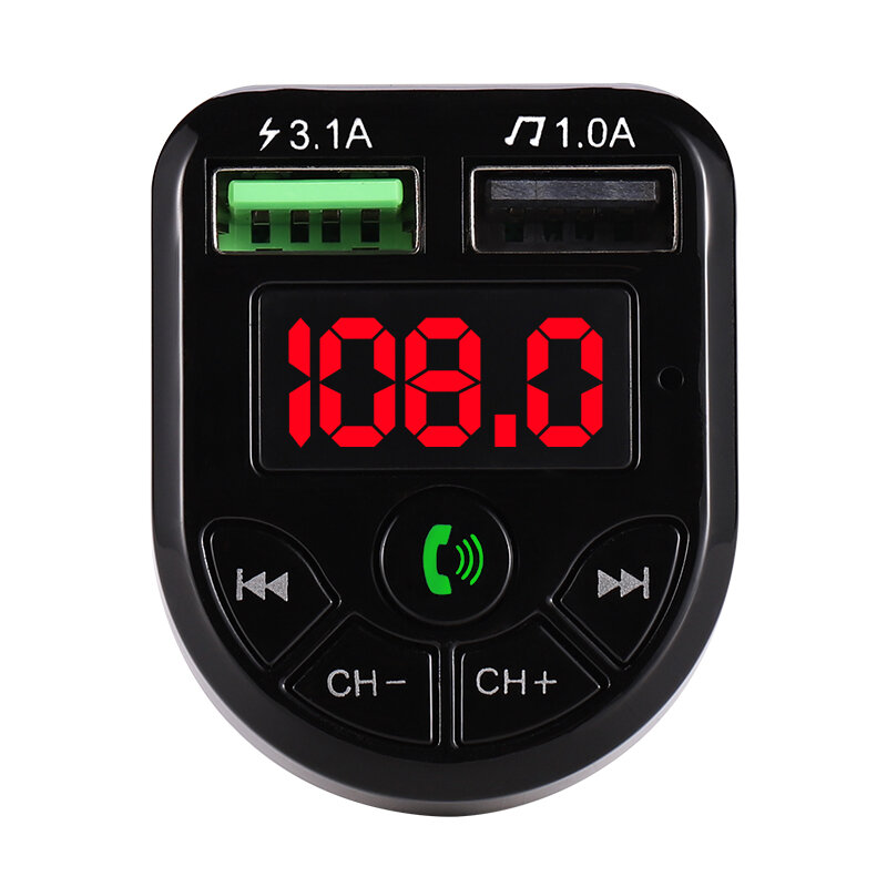 LED FM 송신기 블루투스 5.0 자동차 키트, 듀얼 USB 차량용 충전기, MP3 음악 플레이어, 자동 블루투스, 3.1A