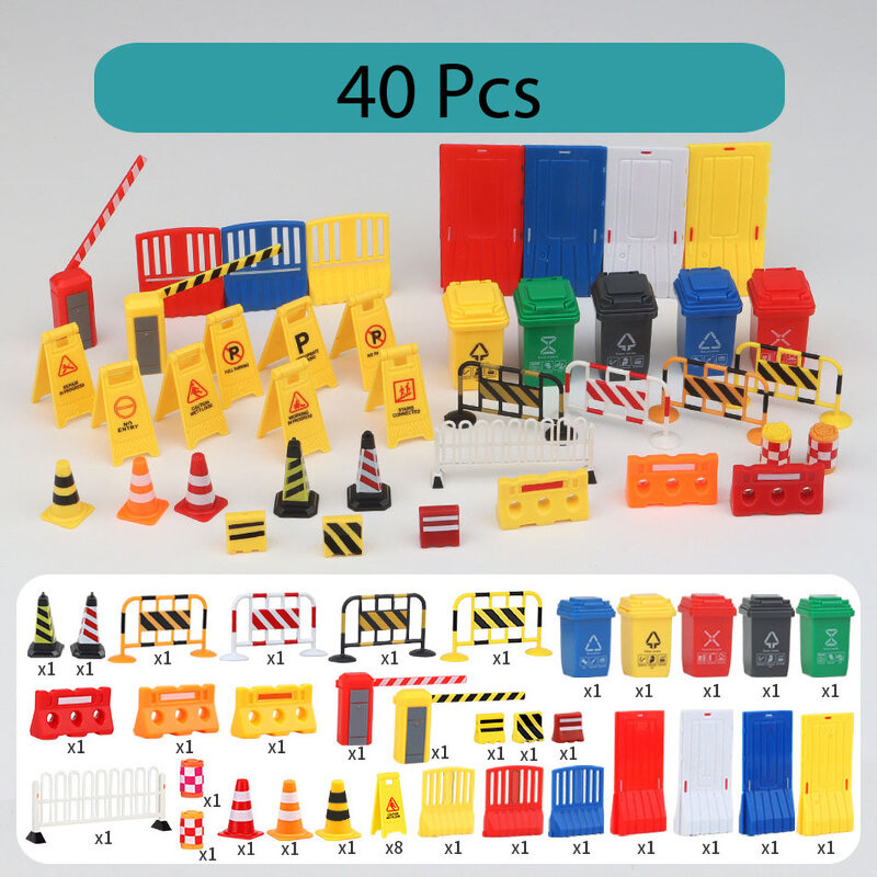 Zabawki modele dla dzieci kompletny zestaw 95 drogowych modeli zabawek poznawczych dla przeszkód drogowych znaki drogowe sztuczne rekwizyty
