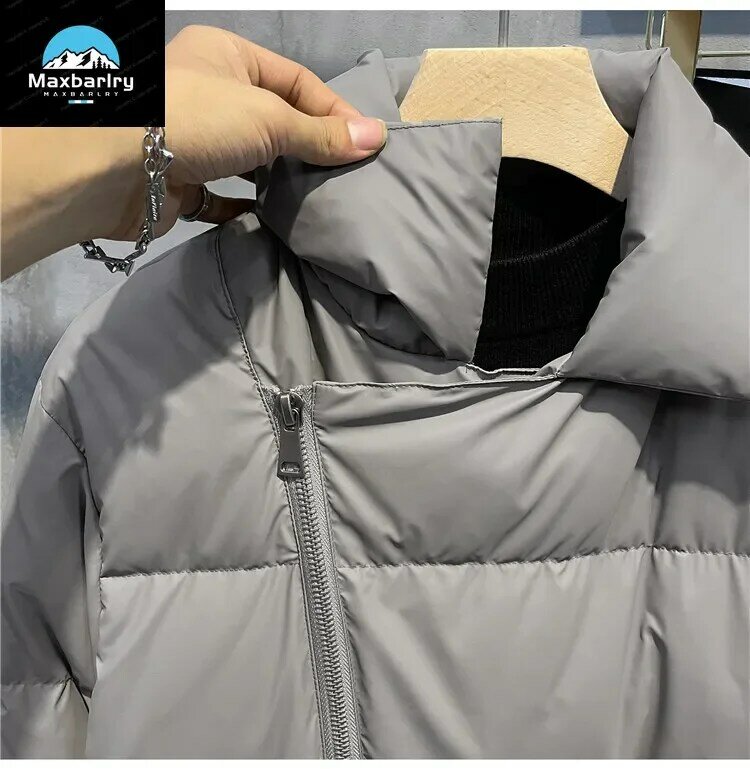 High Quality Down Jacket MenThickened Warm Loose Large Lapel White Duck Down Jacket Light Cushioned Men's Clothing Winter