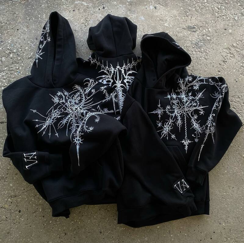Punk Gothic Muster Druck Y2k Hoodie Hip Hop Casual Sweatshirt neue heiß verkaufte Persönlichkeit Retro Hoodies Frauen Männer Streetwear