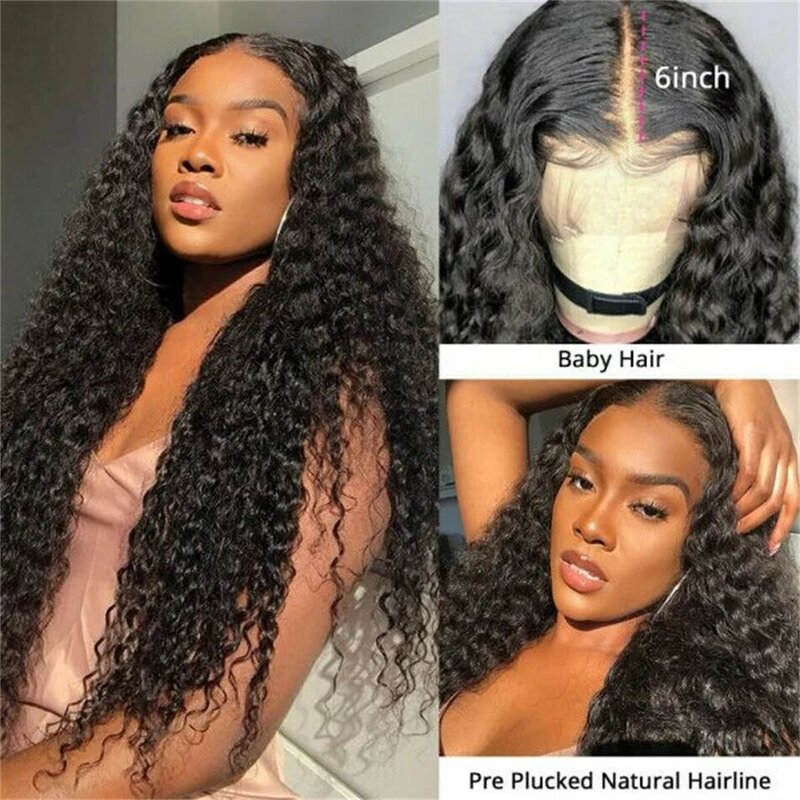 13x6 HD Lace Frontal Wigs Water Wave 180% Density Curly Human Hair Wigs 5x5 Glueless Lace Closure Wig For Women Beginners Precut