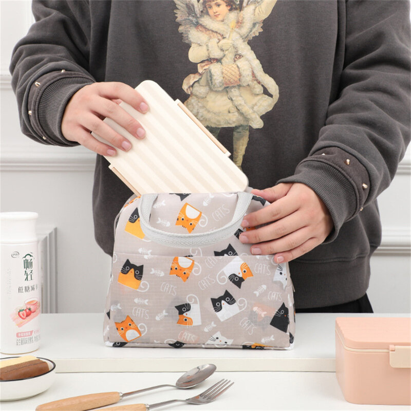 Funktions muster Kühler Lunchbox tragbare isolierte Leinwand Lunch Bag Thermal Food Picknick Lunch Taschen für Frauen Kinder