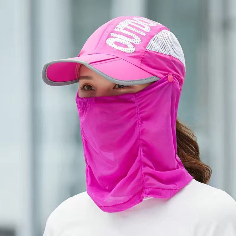 Outdoor Neck Protection Sun Cap Quick Drying Sunshade Hat Beach Cycling Climbing Men Removable Face Shield Wide Brim Hat Women