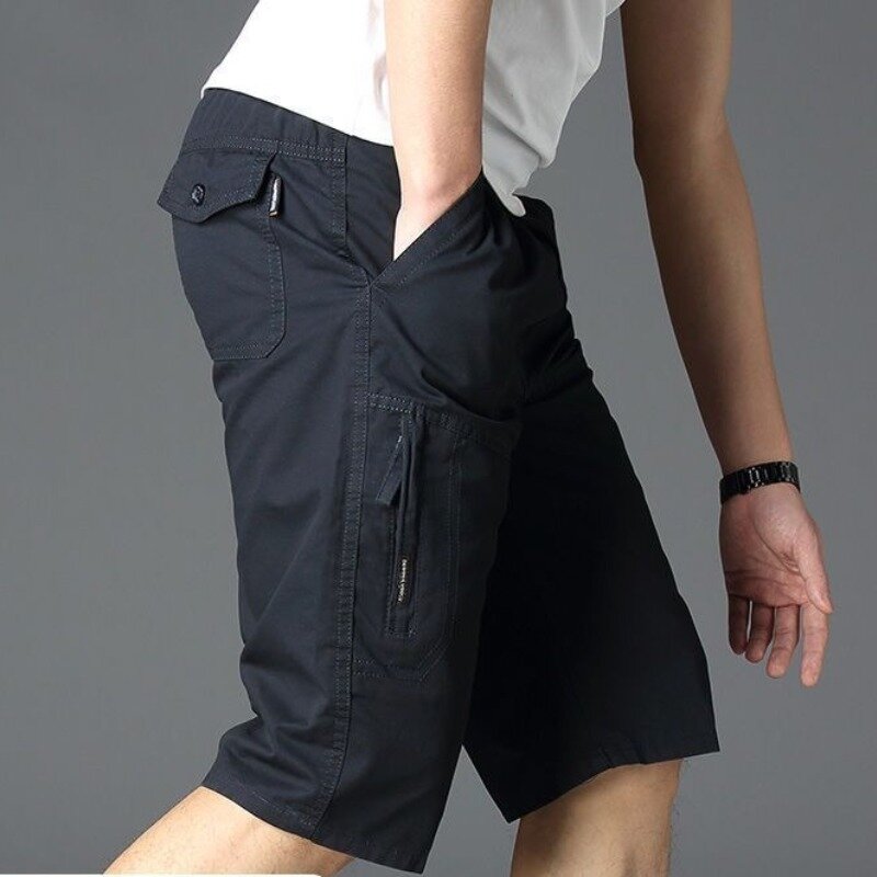 Pantalones cortos de trabajo Vintage para hombre, ropa informal, holgada, recta, con bolsillos grandes, estilo Harajuku, Y2k, novedad de verano