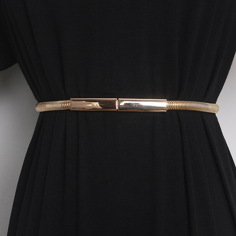 Cintura per gioielli di moda raffinata, cintura per corsetto primaverile in metallo dorato per Femal, accessorio per cintura lucida per abiti e abiti, 2023 nuovo