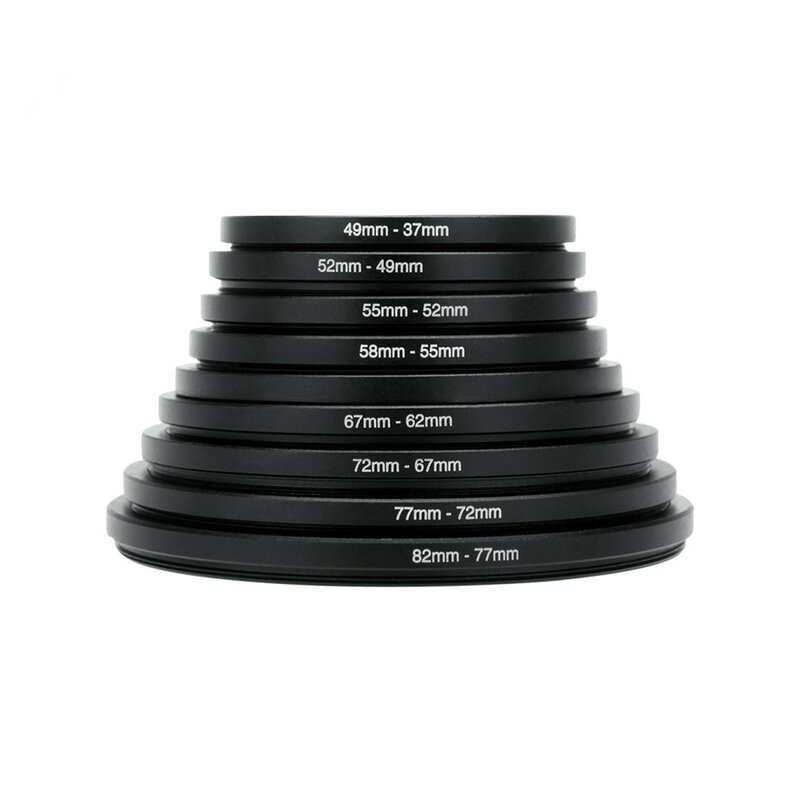 Set cincin adaptor Step Up/Down Filter lensa kamera, 9 buah 18 buah 37-82mm 82-37mm untuk semua kamera DSLR Kit dudukan lensa
