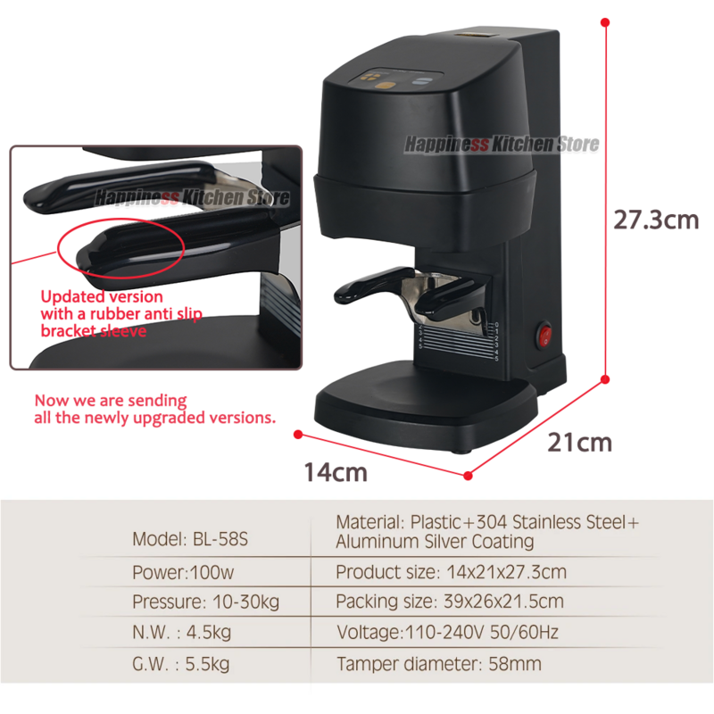 Sabotaż 58MM do kawy automatyczne elektryczne proszek fasoli płaska prasa ze stali nierdzewnej z zasilaczem Tamper Coffee Tool