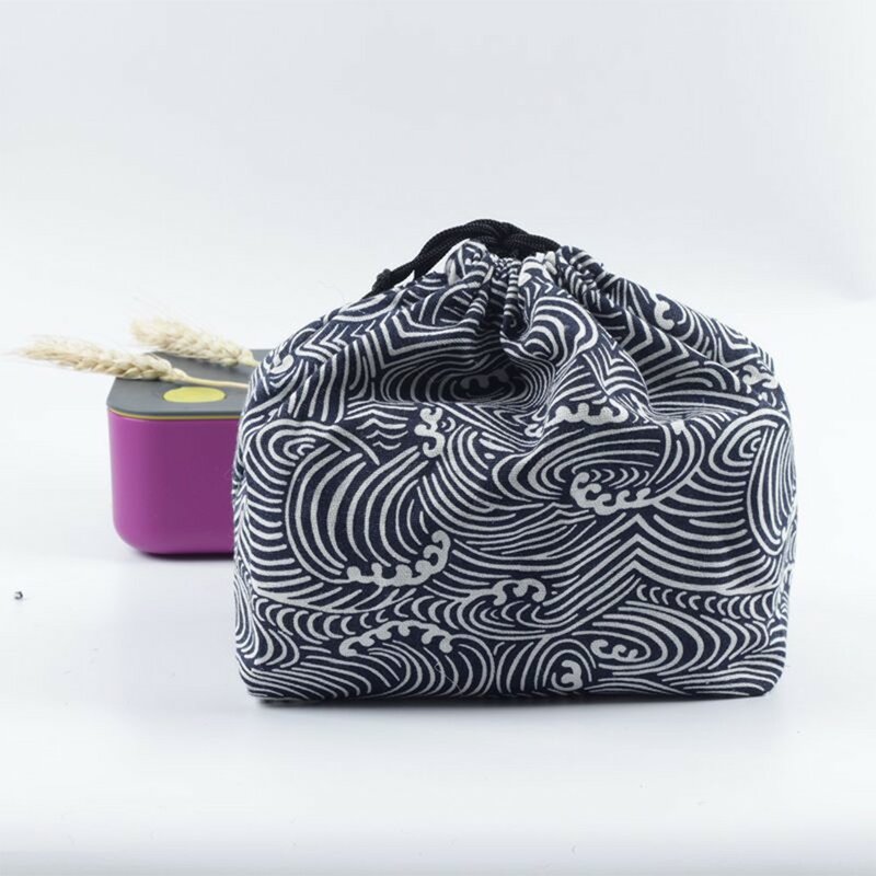 Tas kotak makan siang gaya Jepang portabel baru tas makan siang tas makan siang tas piknik tas penyimpanan kotak Bento garis dasi tas Tote sederhana