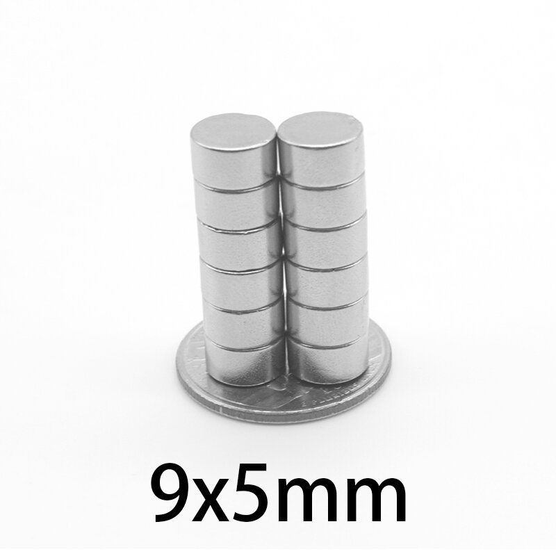 Disco magnético redondo potente de neodimio, imán permanente NdFeB fuerte, 9x5mm, 9x5mm, 10 a 200 unidades
