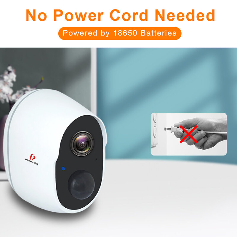 Câmera CCTV WiFi ao ar livre, 1080P Low Power, Bateria Recarregável Cam, Detecção de Movimento PIR, Segurança Sem Fio, Vigilância IP