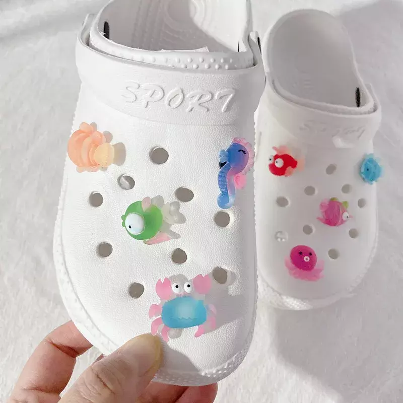 Children Holes Shoes Decoration Ocean Animals DIY Accessories Beach Cute Cartoon Shoe-buckle Sets Handmade Kids Boys Girls Gifts