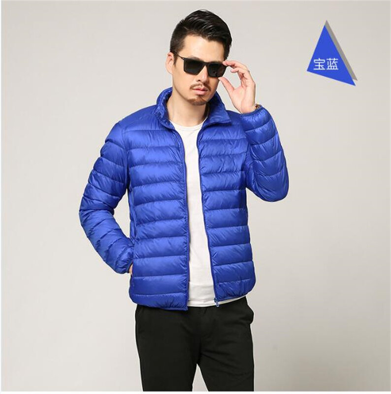Men Winter Coat Fashion Hooded Down Jackets Solid Color Light and Thin Plus Size Coat Portable Slim Ultralight Down Parkas