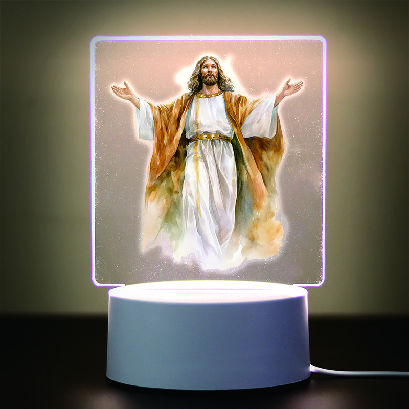 Jesus LEDテーブルランプ、アクリルナイトライト、USB雰囲気、ギフト