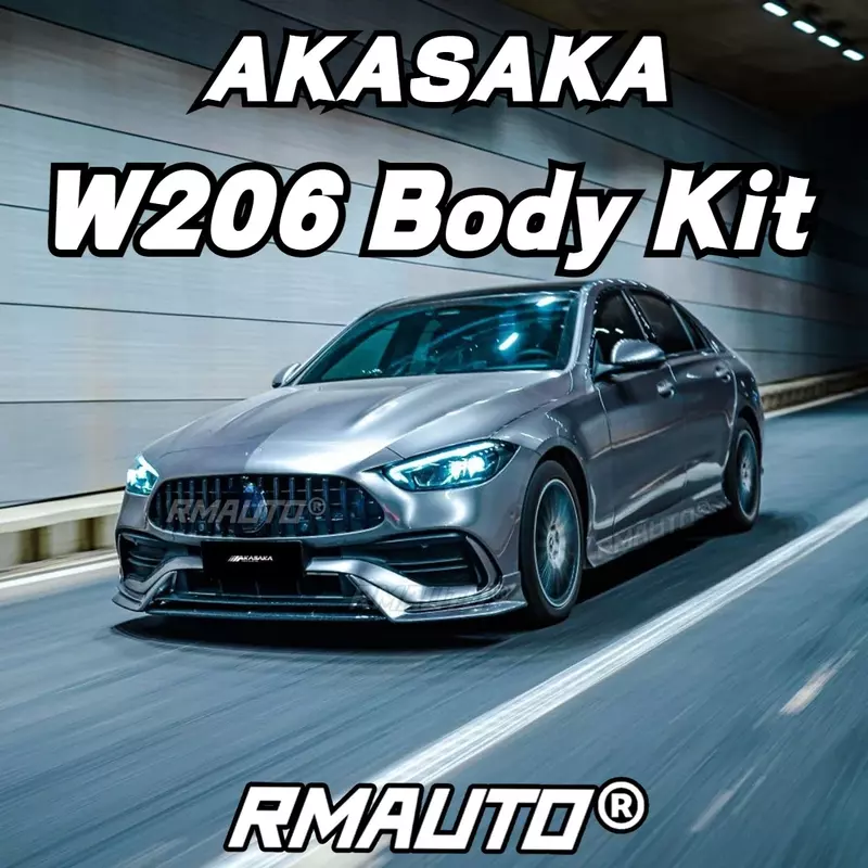 AKASAKA W206 Front Bumper Splitter Lip Side Skirt Rear Spoiler Racing Grill For Mercedes Benz C Class W206 2021-2023 Body Kit