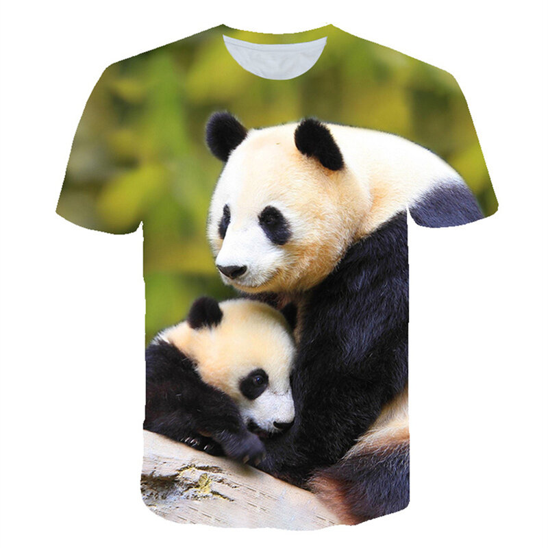 2024 Girl Summer Animal Tshirts Girls Clothes 2 to 8 Years Panda Print Casual Fashion O Neck Kids Clothes Kids Boy Tops Clothing