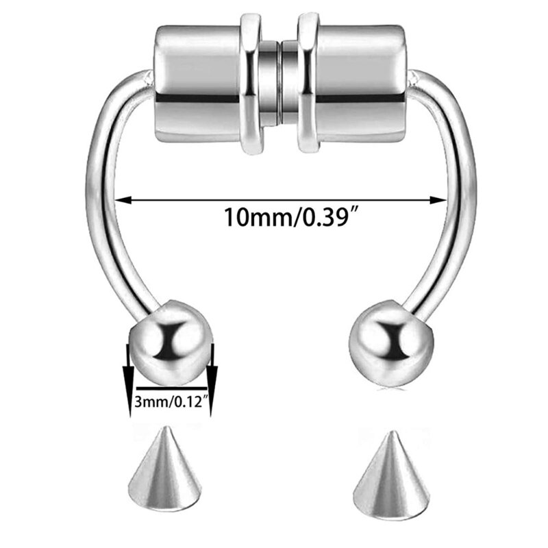 Nie przekłuwający fałszywy kolczyk nosie Hoop wielokrotnego użytku magnetyczny kolczyk nosie ze stali nierdzewnej 316L