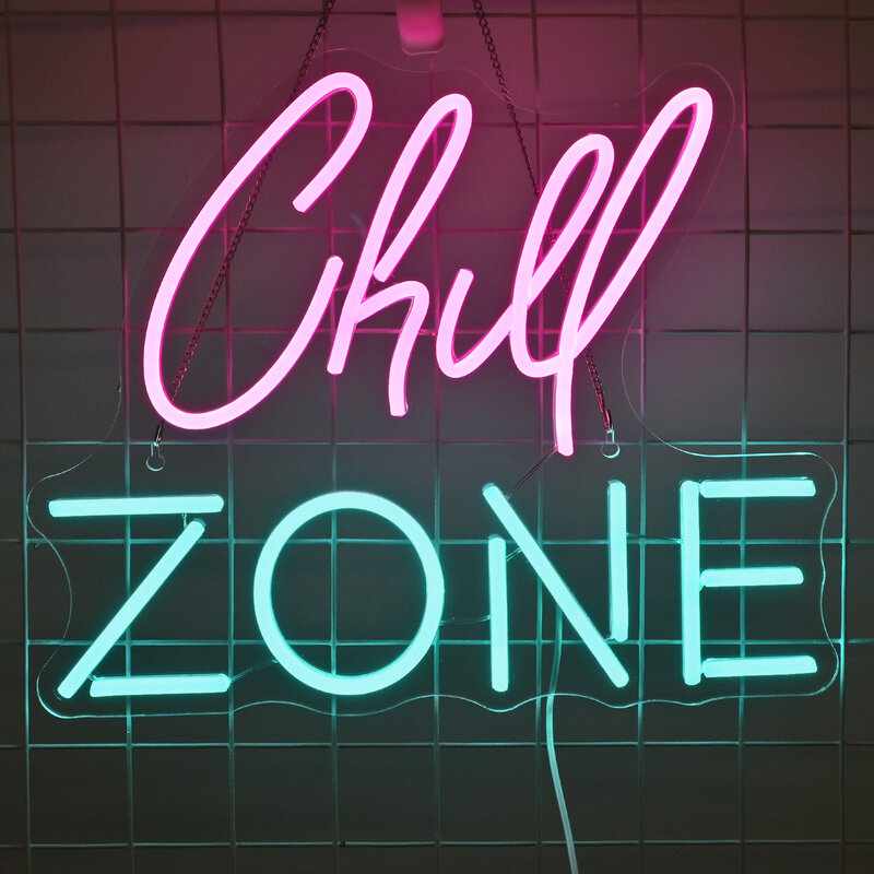 Chill Zone Neon Signs Led Lights Dimmable USB Powered For Bedroom Decor Game Room Bar Man Cave Switch Light up Sign Neon