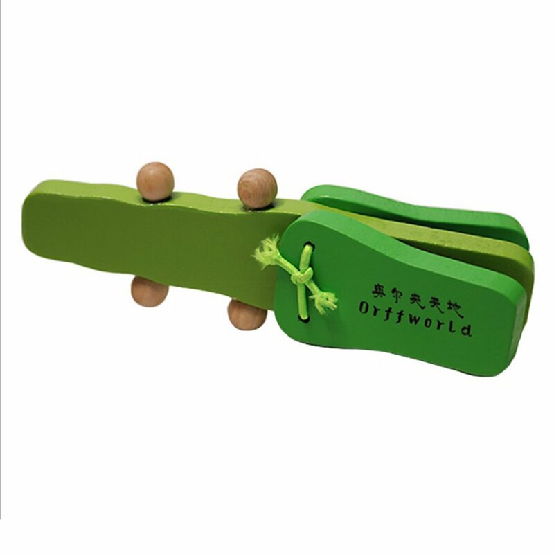 Orff Wereld Krokodil Vorm Houten Castanet Baby Muziekinstrument Cartoon Baby Muziekinstrument Speelgoed Rammelaar Speelgoed